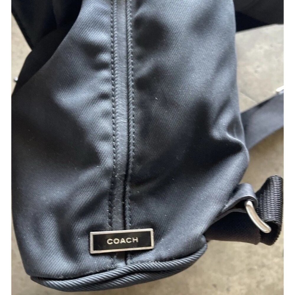 Vintage Coach Black Nylon Mini Backpack Leather Cargo Backpack Travel - Picture 8 of 15